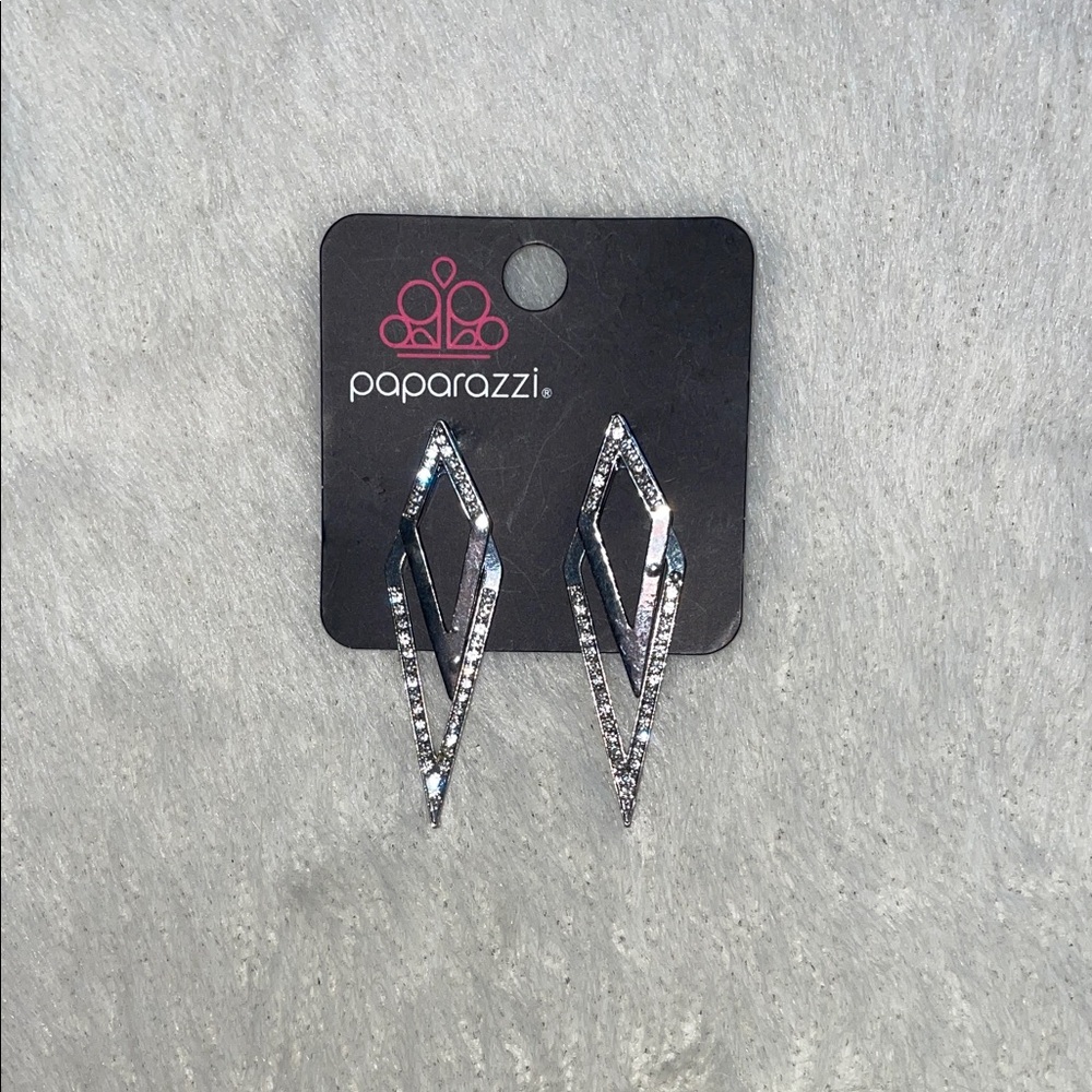 Paparazzi Silver Diamond-Shaped Earrings